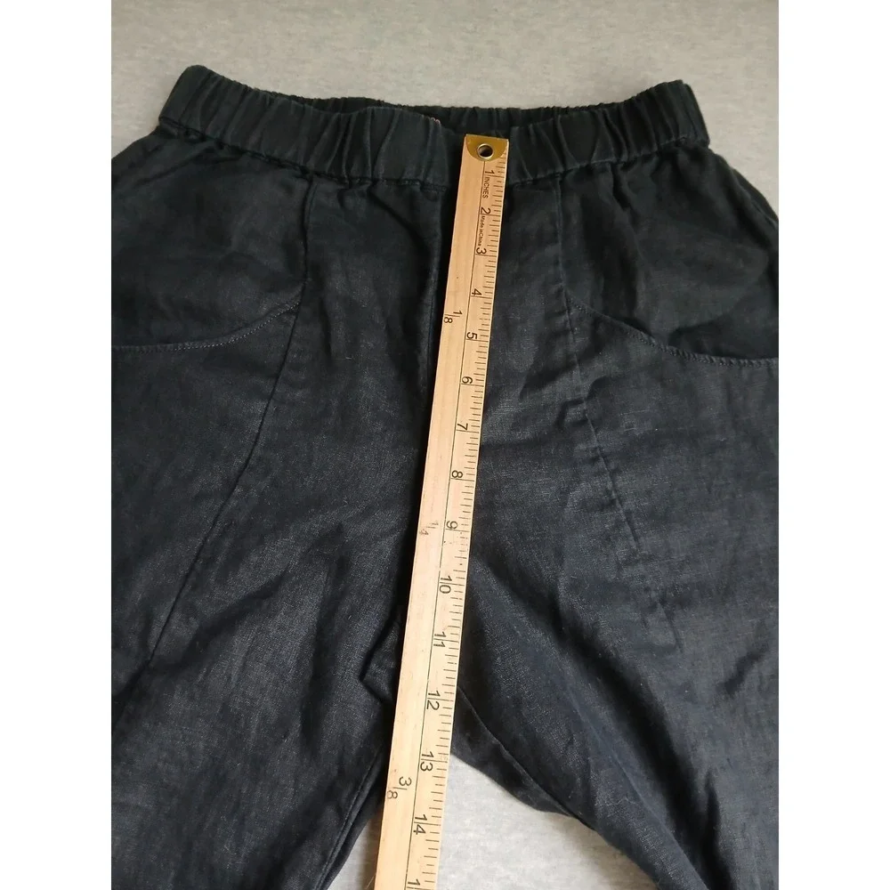 Quince Pants XS 100 Linen Crop Minimalist  Comfort Pull On Boho Stretch
